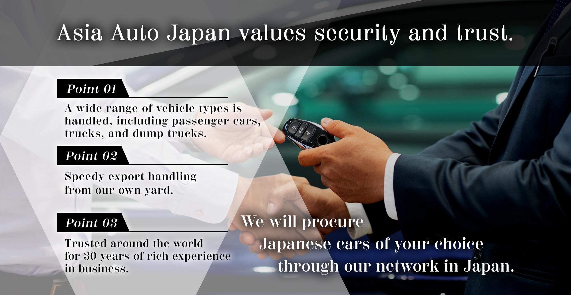 Asia Auto Japan values security and trust.